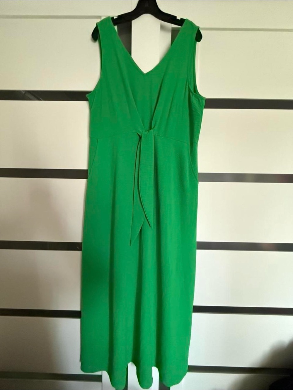 1. State Bright Green Sleeveless V-Neck Maxi Dress with Tie